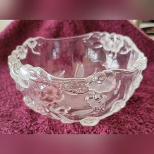 Glass Flowered Candy Dish Clear and Frosted